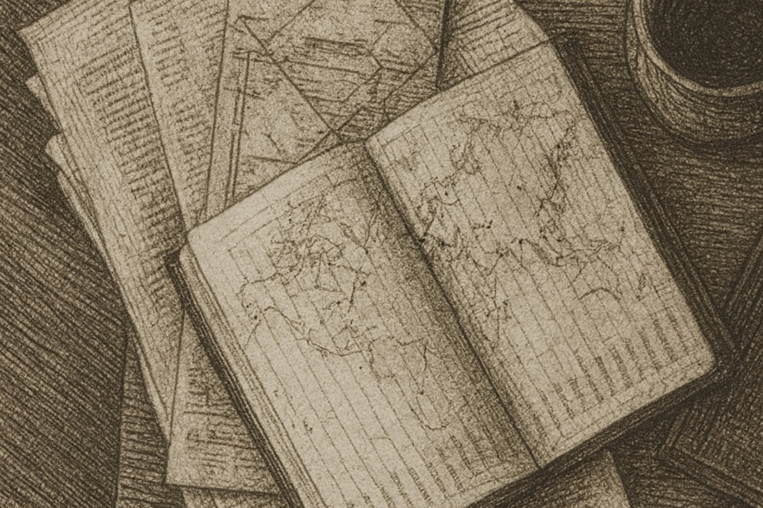 Open book with notes and tabs